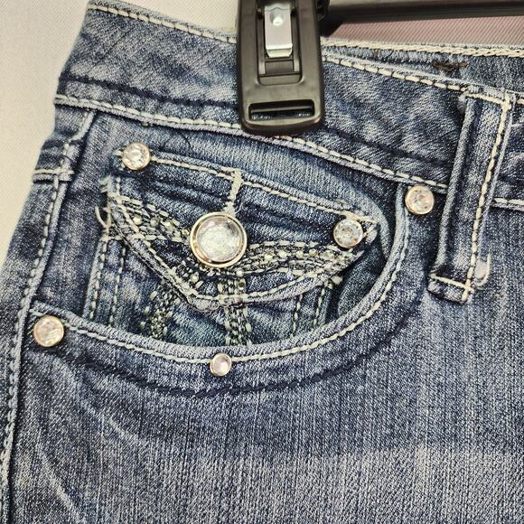 Earl Jeans Women’s 8P Bootcut Blue Stretch Denim Mid Rise Embellished Soft 32x26 - Picture 5 of 13